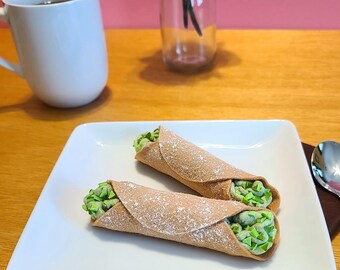 Felt Food Pistachio Cannoli- (2) pack, Fake cannoli, felt play food, fake food, felt pastry, pretend bakery