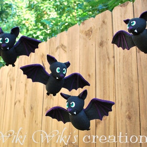 TWO Cute Flying Plush Bats, felt bats, Halloween bats, Halloween decor, flying bats image 1