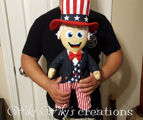 Handmade Felt Uncle Sam Doll, Holiday Mascot, 20.5