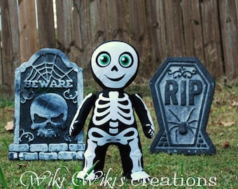 Plush Felt Skeleton Doll, Felt Skeleton, Felt Doll, Halloween Doll