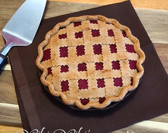 Felt Cherry Pie, Pretend Play Food, Handmade Toy