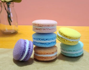 Felt Food Macarons- (6) pack, Felt cookies, macarons, felt macaroons, fake macarons, felt food, fake food, pretend bakery