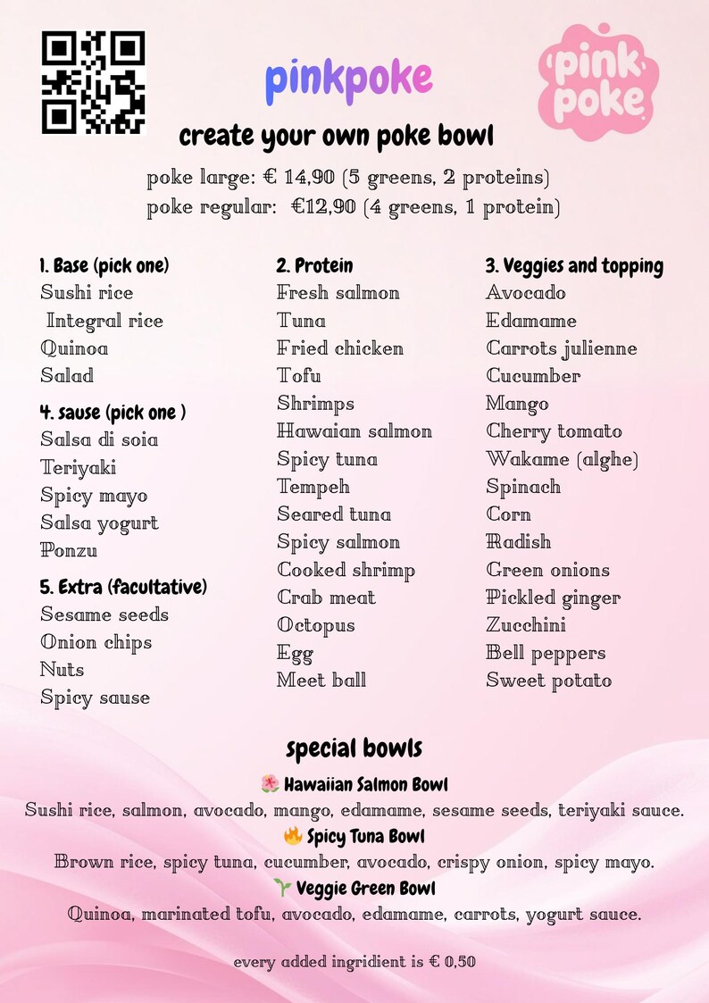 Colorful Menu Modern Poke Bowl, Canva Edit. - Etsy