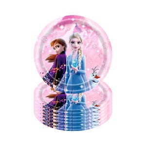 Frozen Elsa Anna Birthday Party Supplies Set, Ice Snow Tableware Cups Banner 7-inch  disk   A