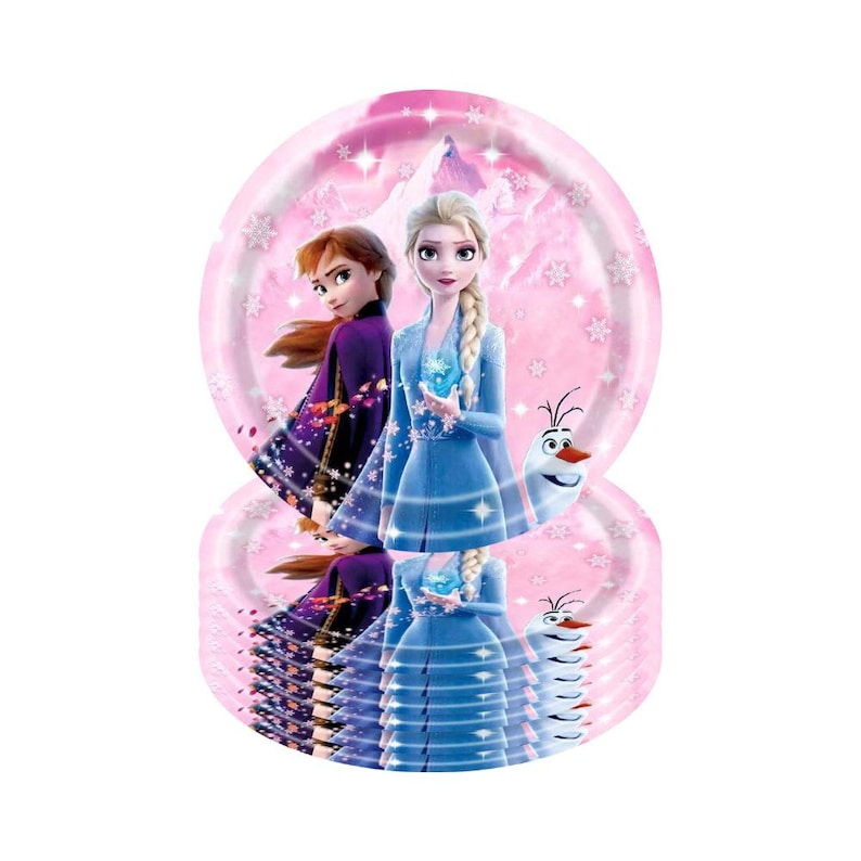 Frozen Elsa Anna Birthday Party Supplies Set, Ice Snow Tableware Cups Banner 7-inch  disk   A