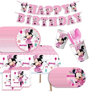 Minnie Mouse Birthday Party Supplies: Plates, Cups, Balloons, Napkins, Table Cover Party Deco