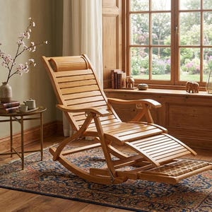Espreguiçadeira dobrável reclinável - Mobiliário sustentável de madeira para pátio - Cadeira de jardim moderna de meados do século - Espreguiçadeira reclinável de gravidade zero para varanda