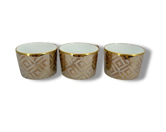 Puiforcat Sumatra Porcelain Tea Coffee Cups 3 Set Gold Geometric Paul Judicone