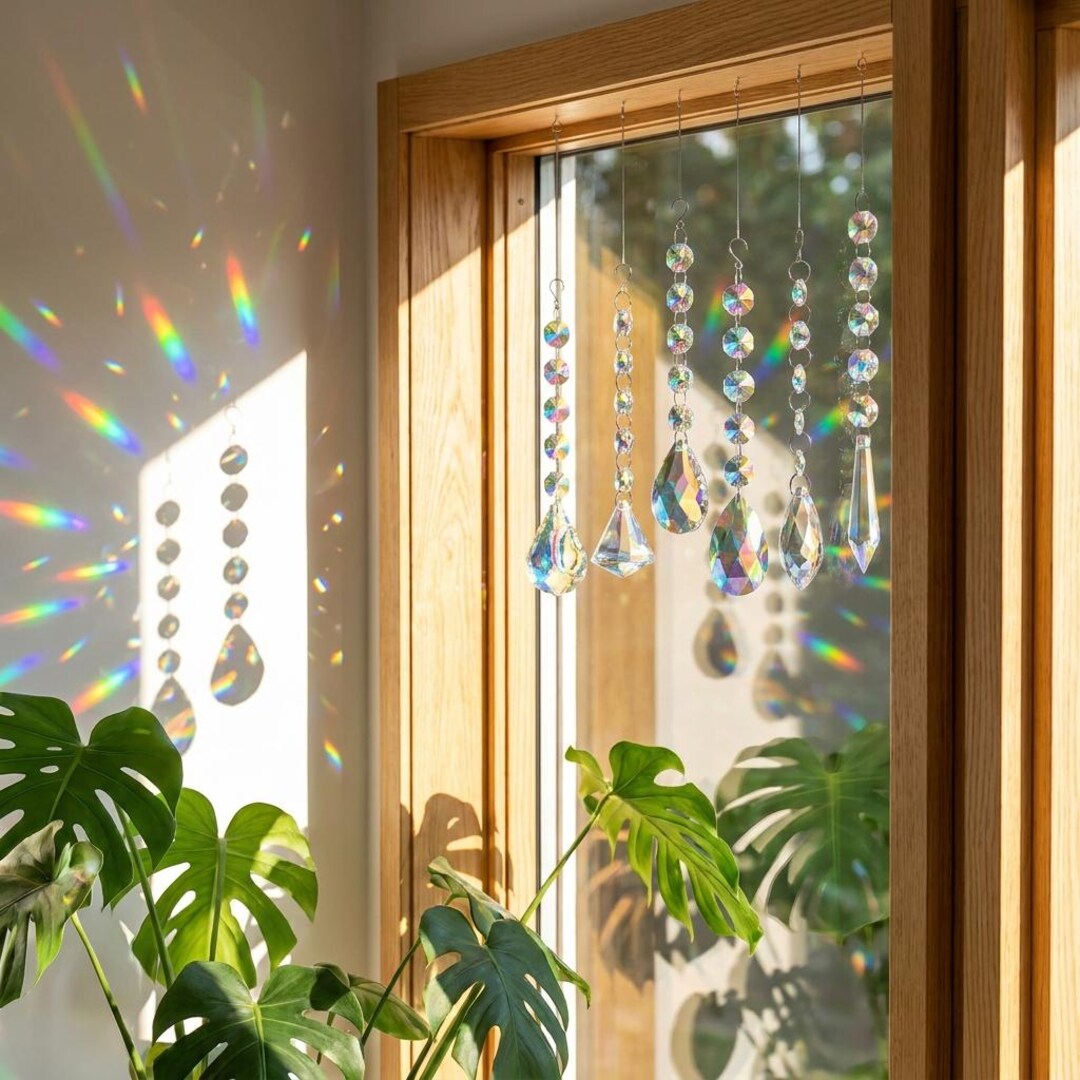 Crystal Suncatcher Set of 7 Rainbow Maker Hanging Window Prism Decor ...