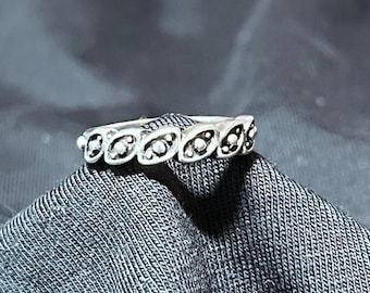 Bandring met marquisepatroon | Vintage geïnspireerde zilveren ring | Minimalistische stapelring | Sierlijke alledaagse sieraden | Cadeau voor haar