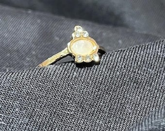 Handgemaakte gouden halo-ring | Sierlijke statementring | Vintage geïnspireerde ring | Uniek ambachtelijk sieraad cadeau voor haar