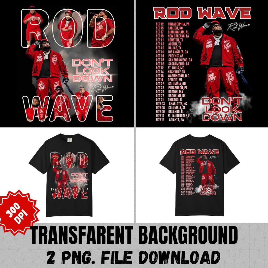 Rod Wave Don't Look Down Tour 2026 PNG File: T-shirt Design (digital ...