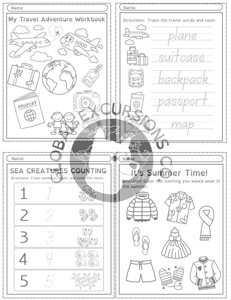 Kids Travel Workbook Printable | Travel Activity Book | Coloring ...