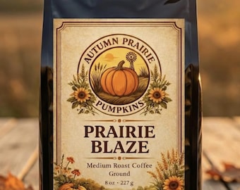 Prairie Blaze Coffee, Bold Smoky Medium Roast, Small Batch Kansas, 8oz