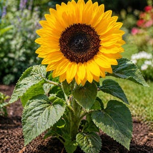 Dwarf Sunspot sunflower - compact large head heirloom variety