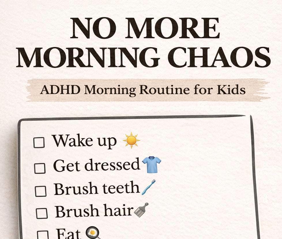 ADHD Kids Morning Routine Chart: Visual Schedule for Independent ...