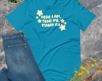 Här är jag, sänd mig T-shirt | Jesaja 6:8 Kristna kläder | Bella Canvas T-shirt