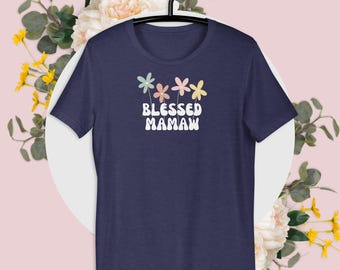 Välsignad Mamaw-tröja | Blommig mormorsgåva | Kristen Mamaw-tröja | Välsignad Mamaw-tröja med blommönster