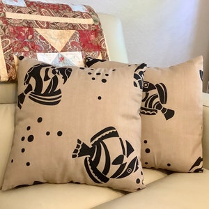 Fish Print Fabric 14” Square Pillow Covers| Set of 2 | Upholstery Fabric | No insert included