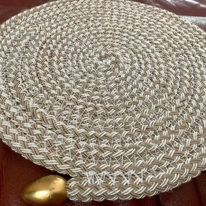 Beige Coiled Rope Round Mat, Wallhanging or Trivet | 6.25” diameter  | Rope Mat | Centerpiece, Mug rug
