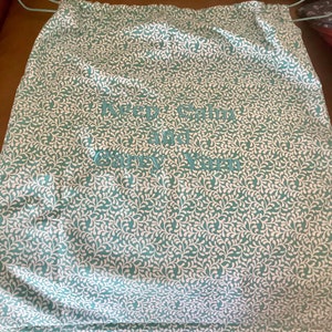 Turquoise QKnit and Crochet Project Bag | Tote Drawstring Bag Cotton Fabric | 17” by 21” Handmade
