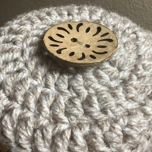 Beige Yarn Toilet Tissue Cover with Accent Button Crochet | Handmade Crochet Cover