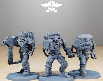 Scavenger Cyborgs, mechanized infantry, post apocalyptic empire, usable for tabletop wargame.
