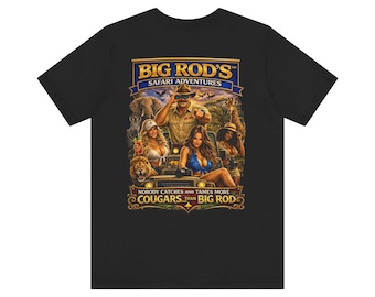 BIG ROD'S Safari Abenteuer | HOT Cougars & Making them Purrr - T-Shirt (dunkle Farben)