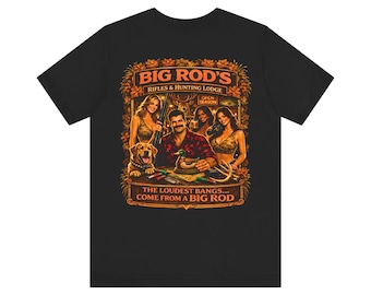 BIG ROD'S Gewehre & Jagdhaus | HOT Camo and Loud Bangs - T-Shirt (dunkle Farben)