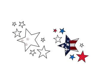 4th of July Stars Applique Embroidery, Patriotic USA Star Machine Embroidery File, American Flag Applique Pattern, Stars Embroidery, 7 Sizes