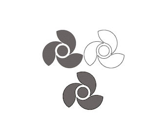 Propeller Flower Embroidery, Pinwheel Outline Machine Embroidery, Mini fan Embroidery Design, Machine Embroidery, 13 Sizes Instant Download