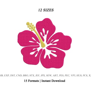 Hibiscus Flower Embroidery Design | Mini stitch Hibiscus flower Machine Embroidery Design | Tropical Floral Embroidery | Hawaii summer | 12