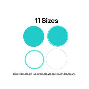 Circle Machine Embroidery Designs, Polka Dot Files, Fill Stitch, Fill and Satin Outline, Applique and Bean Stitch Embroidery, 11 Sizes