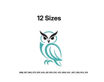 Owl Embroidery Design, Owl Outline Embroidery, Owl Bird Stitch Pattern, Machine Embroidery Files, Bird Embroidery, 12 Sizes Instant Download