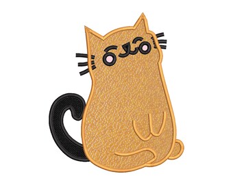 Cute Cat Applique Embroidery, Cat Applique Design, Animal embroidery Design, Pet Embroidery Files, Machine Embroidery Design, 7 Sizes