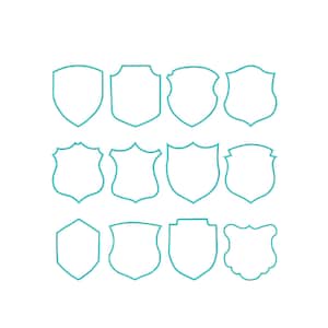 Shield Applique Embroidery, Shield Outline Embroidery, Blank Crest Patch Machine Pattern Bundle, Monogram Frame Digital Download, 7 Sizes