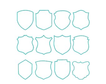 Shield Applique Embroidery, Shield Outline Embroidery, Blank Crest Patch Machine Pattern Bundle, Monogram Frame Digital Download, 7 Sizes