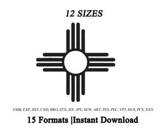 Zia Sun Symbol Embroidery Design | New Mexico Zia Machine Embroidery File|Southwest Symbol Embroidery |Tribal Sun Embroidery Design|12 Sizes