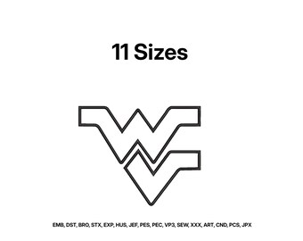 West Virginia Applique, WV State Embroidery, West Virgini Outline Embroidery, Mini west Virginia Embroidery Design, 11 Size Instant Download