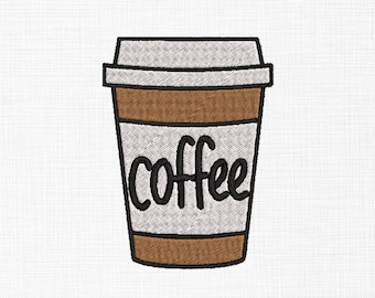 Coffee Cup Embroidery Design, Coffee Lover Embroidery Design, Aesthetic Coffee Embroidery Design, Machine Embroidery Design Files, 11 Sizes
