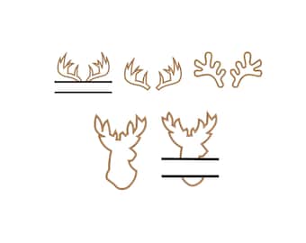 Deer Head Applique Designs, Deer Antlerr Embroidery Designs, Deer Split Embroidery, Applique Embroidery,  Christmas Embroidery, 9 Sizes