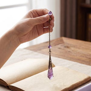 Pendule en cristal naturel, outil de radiesthésie à 12 facettes, pendentif en améthyste, quartz rose et quartz clair, cadeau pour autel de méditation
