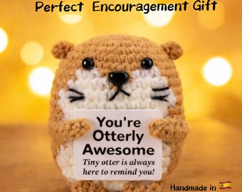 Hand-Crocheted Otter Plush • Tiny Encouragement Desk Buddy (Cotton, Yarn)