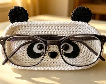 Crochet Animal Glasses Holder Set | Panda, Bear, Bunny & Cat Eyeglass Tray | Cute Desk Decor | Mother’s Day Gift for Her