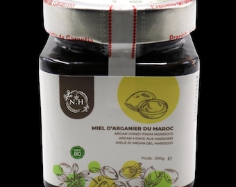 Miel de argán marroquí, tarro de 300 g, cosechada en Marruecos: de la mejor calidad, con una amplia variedad de deliciosos sabores.