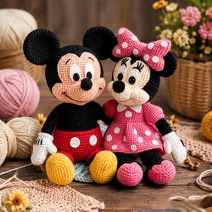 Micki & Minnae Mouse Crochet Pattern, Mouse Amigurumi Plush Animal Toy PDF Digital Download