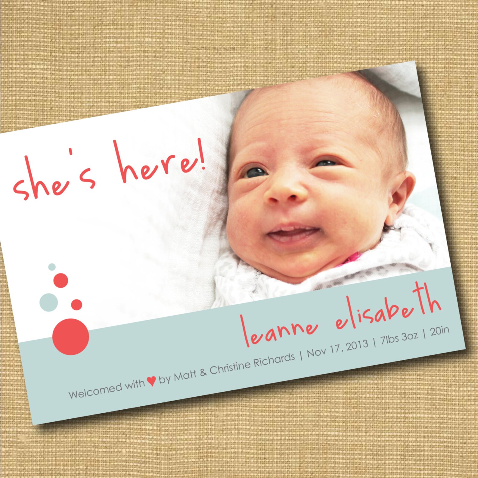 She's Here DIY Printable Baby Announcement Baby Girl Etsy