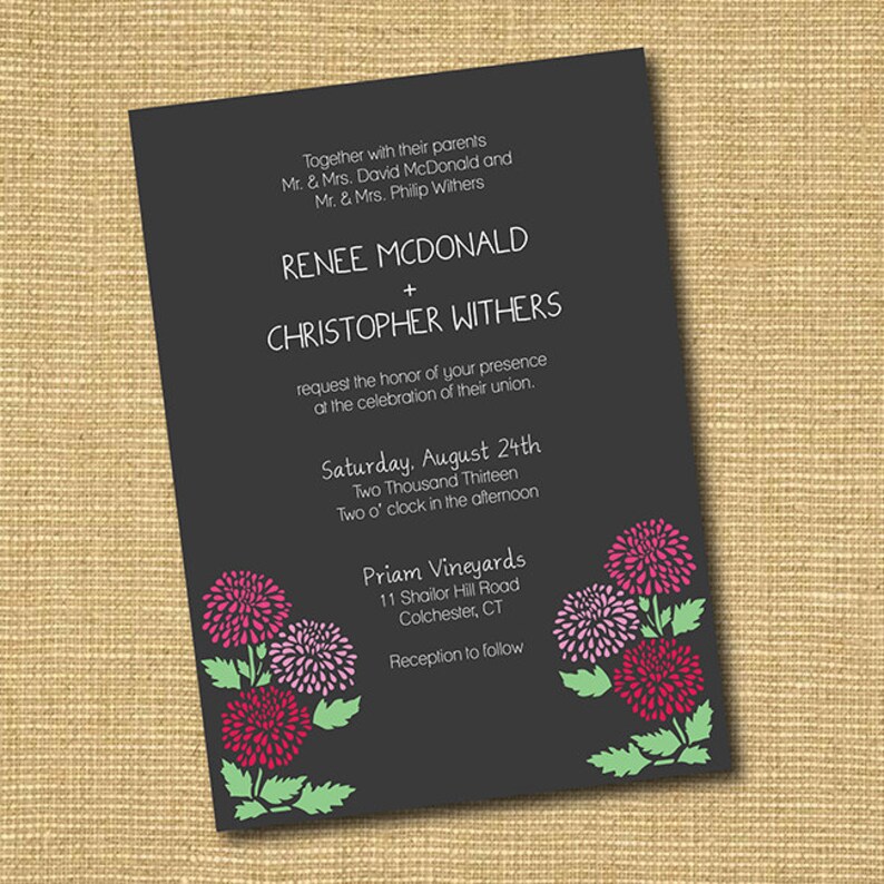 Rustic Floral DIY Printable Wedding Invitation Etsy