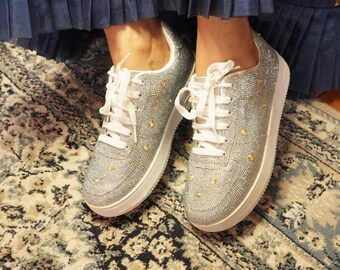 Zapatillas de novia con cristales y diamantes de imitación / Zapatos de boda con diamantes para la novia