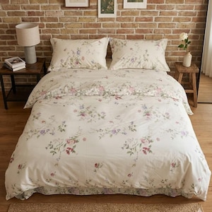 Floral Bedding Set 100% Cotton Duvet Cover & Pillowcases Twin Full Queen King Size Bedding Floral Dorm Bedding Custom Size